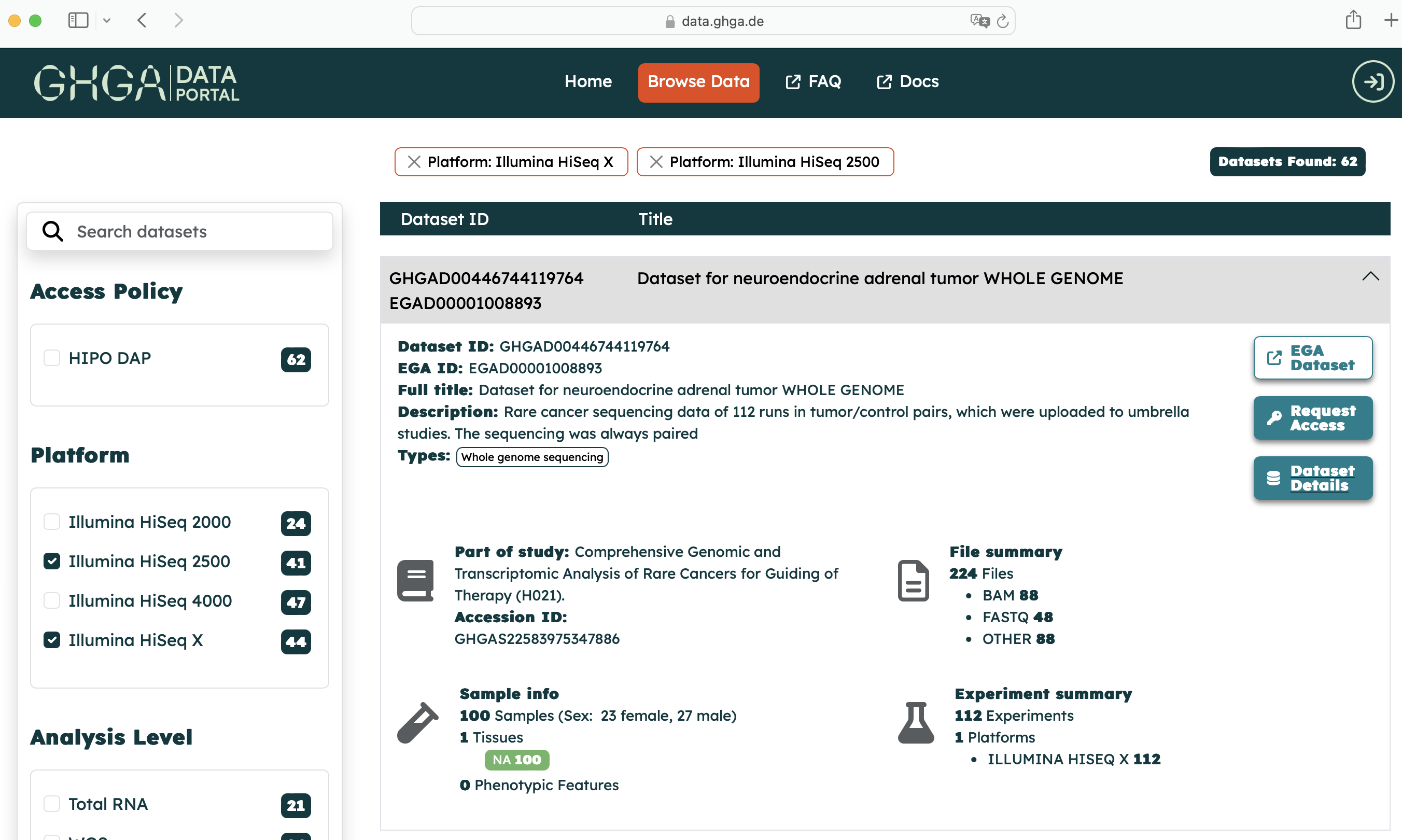 Dataset Details View